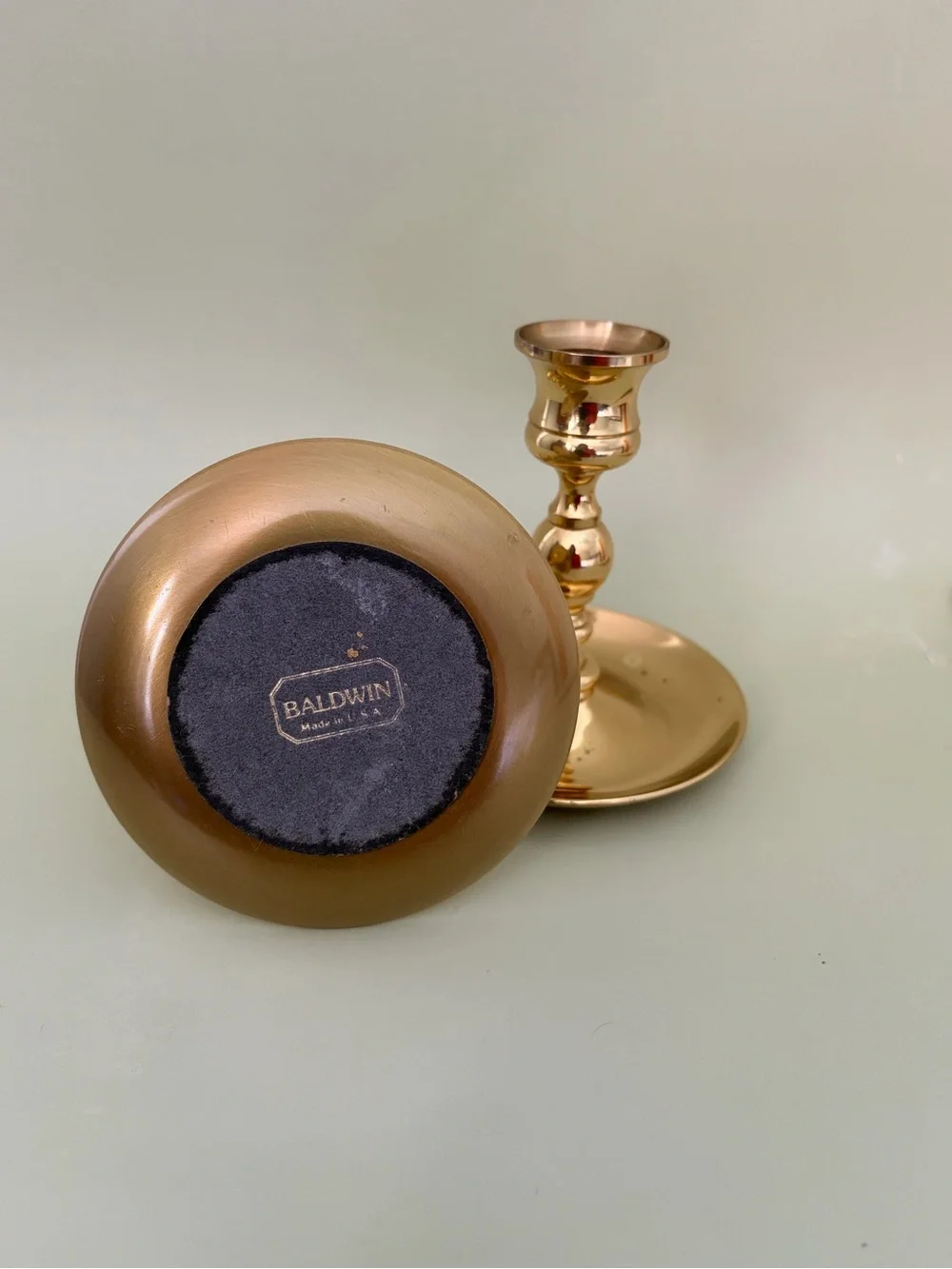 Vintage Baldwin Solid Brass – Pair of Traditional Colonial Brass Candle Holders”
